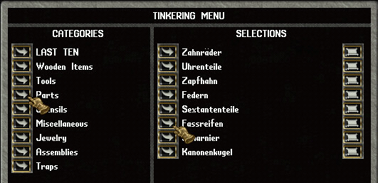 Tinkertool-Menü