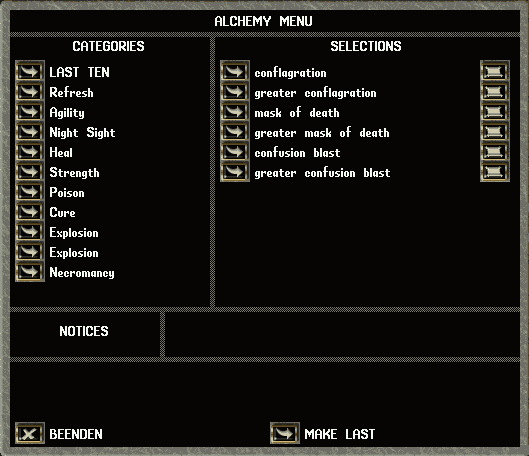 Das Crafting-Menü des Alchemisten (1)
